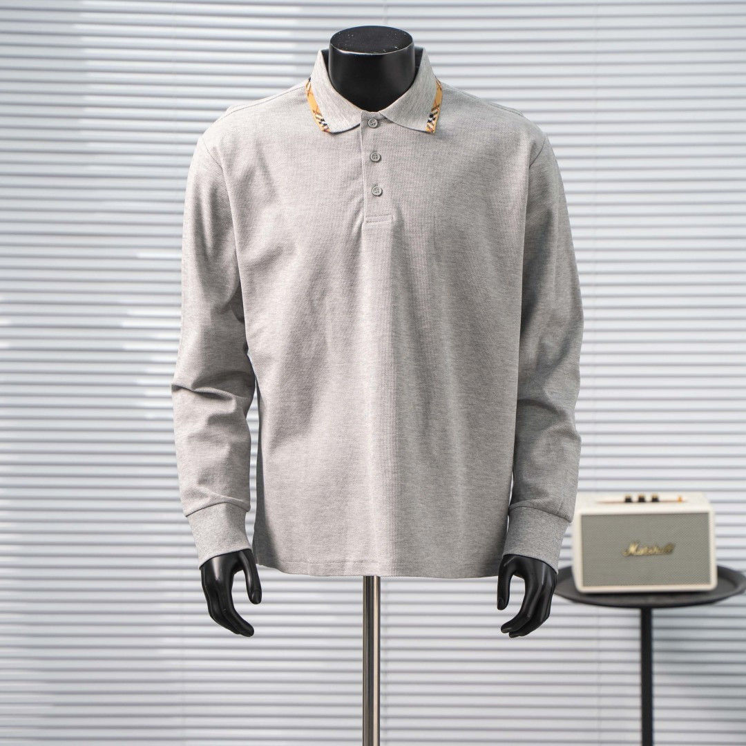 【07646】Burberry Long Sleeve Polo Shirt Size: S-XL