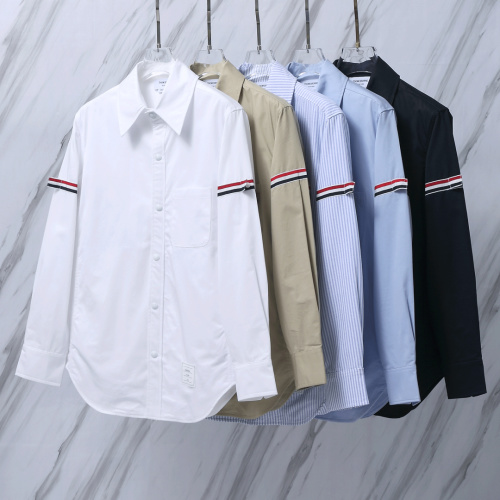 Thom Browne Cotton Twill Jacket Shirt with Signature Stripe Detail 1 Thom Browne Cotton Twill Jacket Shirt with Signature Stripe Detail