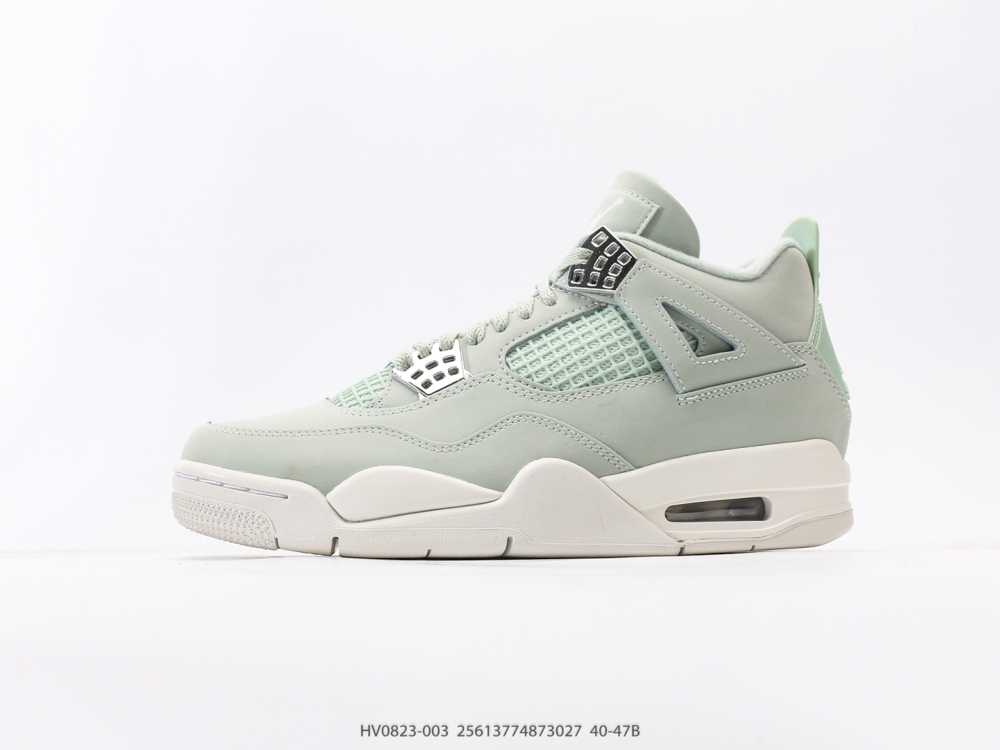 💰350 Jordan Air Jordan 4 «Seafoam» Mint Green Esta zapatilla utiliza los colores Seafoam, Sail y Metallic Silver. La parte superior es principalmente de color verde claro, llena de estilo fresco y su apariencia es muy en línea. Hecho de material de cuero de alta calidad, adornado con colores Sail contrastantes y detalles plateados metálicos, el diseño tiene un atractivo elegante. La lengüeta y el talón están decorados con el logo de Jumpman. Talla: 40 40.5 41 42 42.5 43 44 45 46 47. N.º de artículo: HV0823-003 #256.