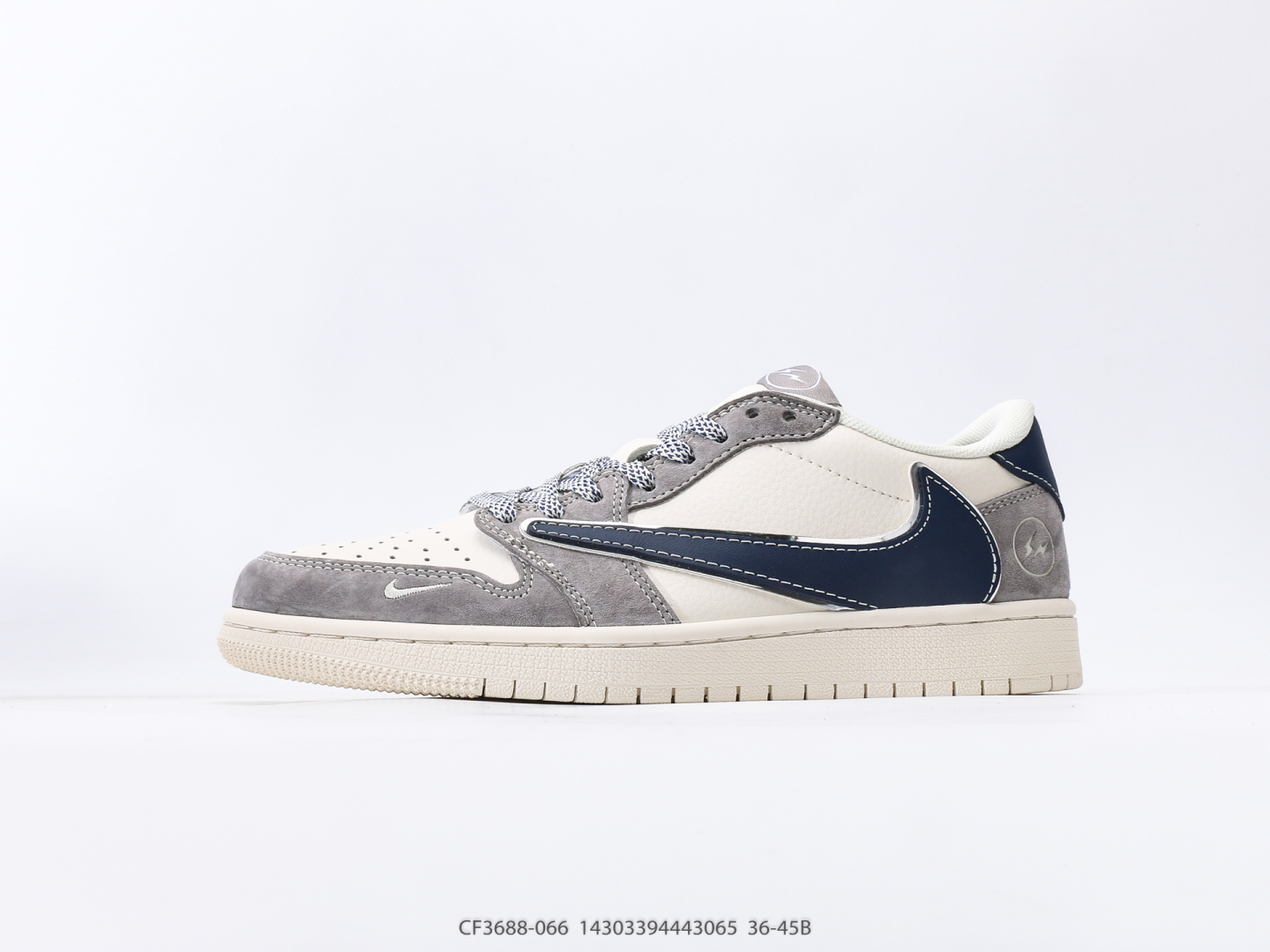 F 270 Jordan Fragment X Travis Scott X Off Air Jordan 1 El par de zapatos con marca de la trilogía baja está hecho de todo el cuero Litchi, la cintura está combinada con «gancho invertido» blanco, y luego el logotipo icónico de Travis Scott está decorada. es el color principal, que mejora el estilo de diseño blanco, azul y negro con diseño de fragmentos. 40.5.5.5 41 42 42.5 43 44 45 Número de artículo: CF3688-066#143033944443065