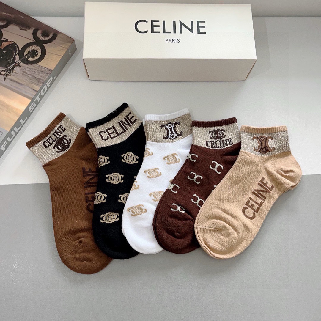 NO:299407,Packaging (one box of 5 pairs) CELINE New style boat socks socks, big brands on the street, trendy people must have super easy to match socks, stockings, socks, celine, celine, socks19860909配包装（一盒5双） CELINE 赛琳 新款 船袜 袜子,大牌出街,潮人必备超好搭袜子,丝袜,袜子,celine,celine,socks,accessory