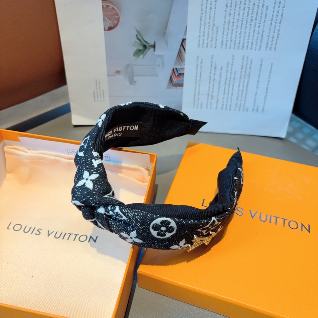 配包装
LV 路易威登 经典新款老花发箍，时尚宽边中间结头箍