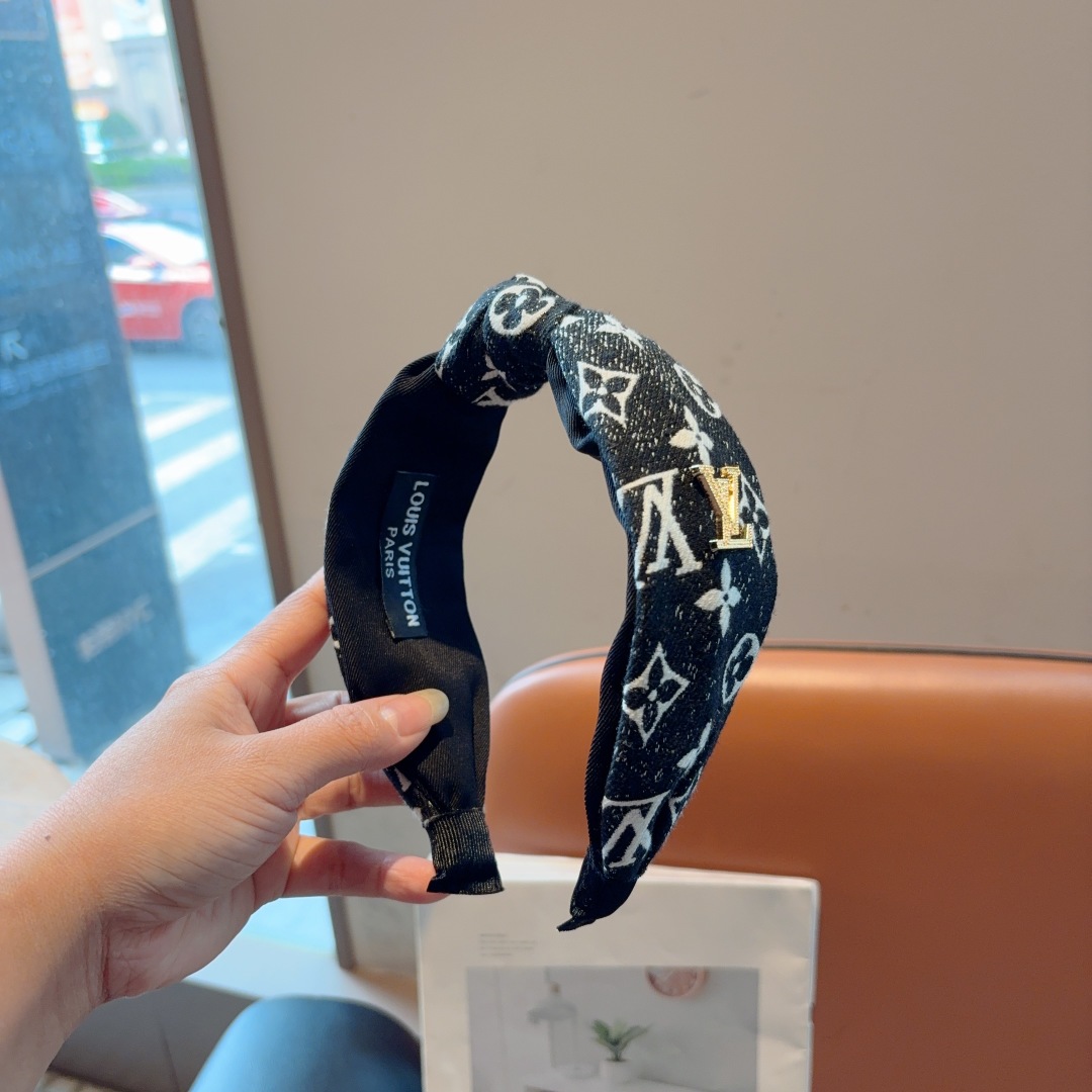 配包装
LV 路易威登 经典新款老花发箍，时尚宽边中间结头箍