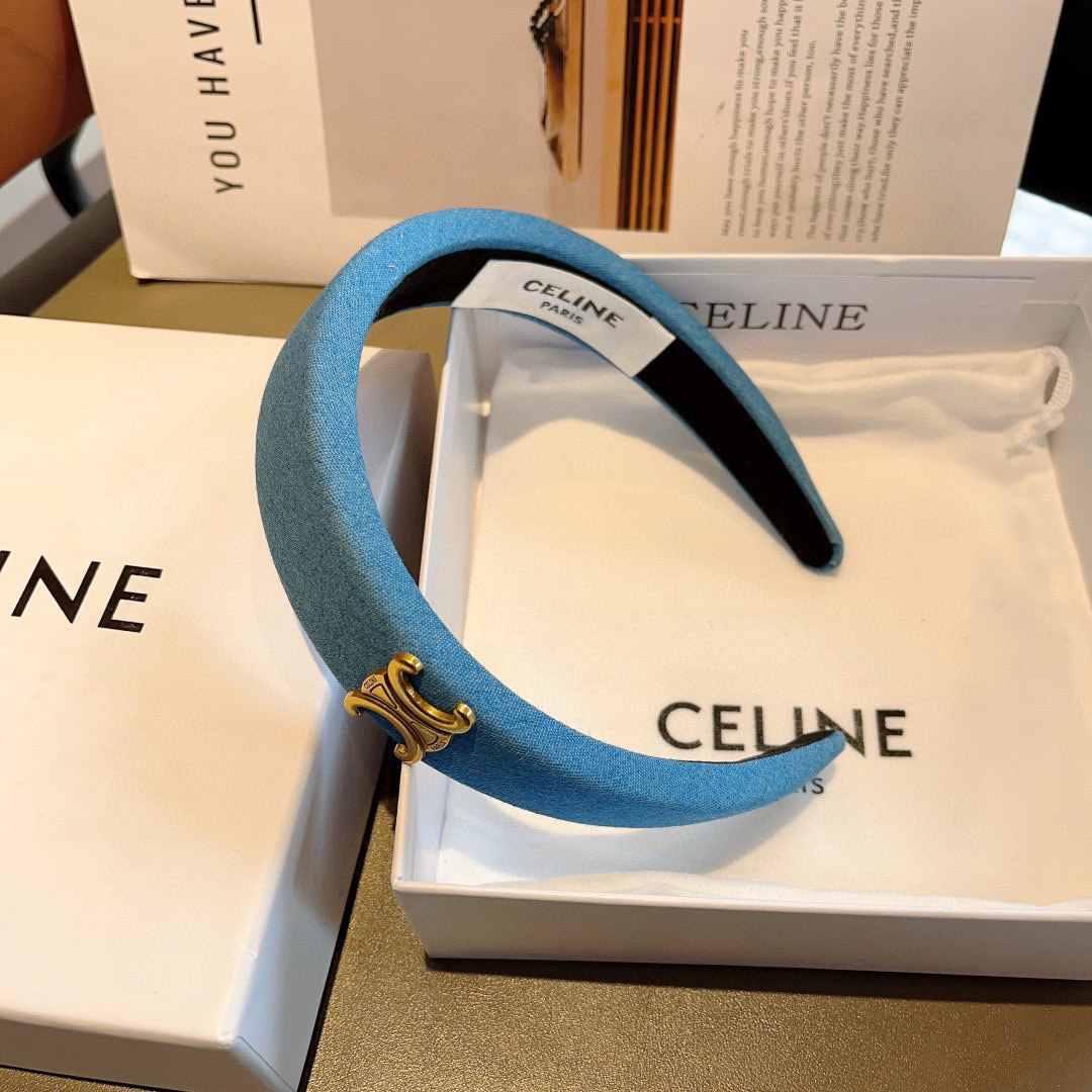 配包装
CELINE（赛琳）复古牛仔布网红爆款发箍，夏天宽边显脸小头箍 佩戴舒适无压力，高级感外出非常时