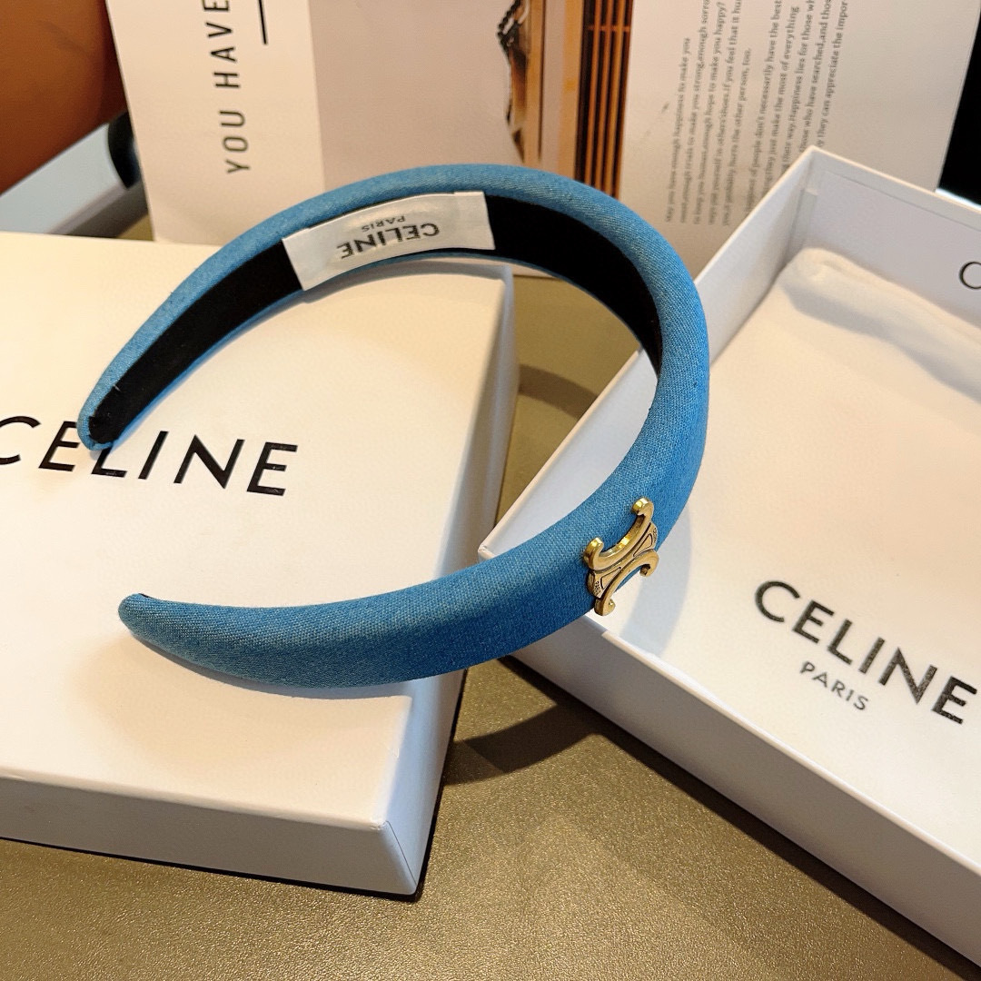 配包装
CELINE（赛琳）复古牛仔布网红爆款发箍，夏天宽边显脸小头箍 佩戴舒适无压力，高级感外出非常时