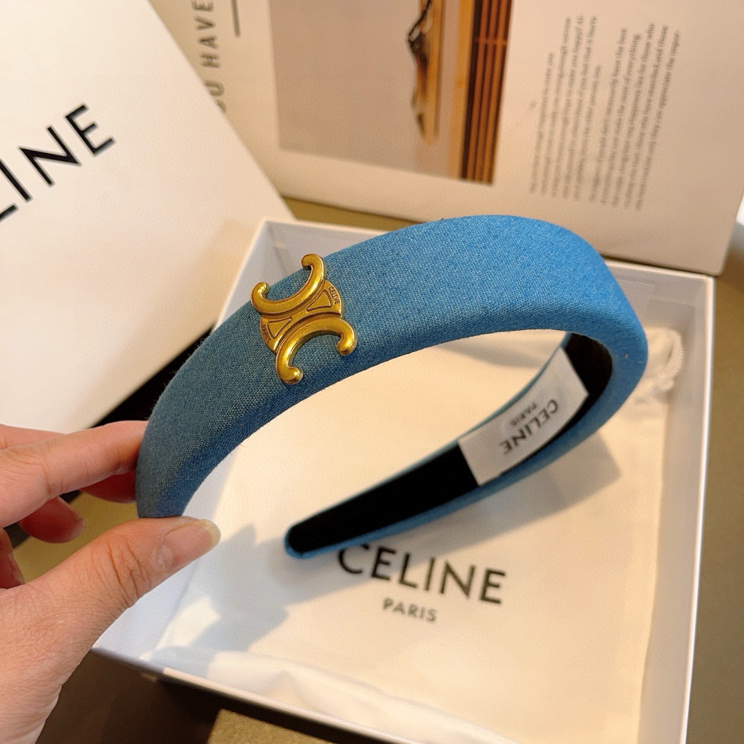 配包装
CELINE（赛琳）复古牛仔布网红爆款发箍，夏天宽边显脸小头箍 佩戴舒适无压力，高级感外出非常时