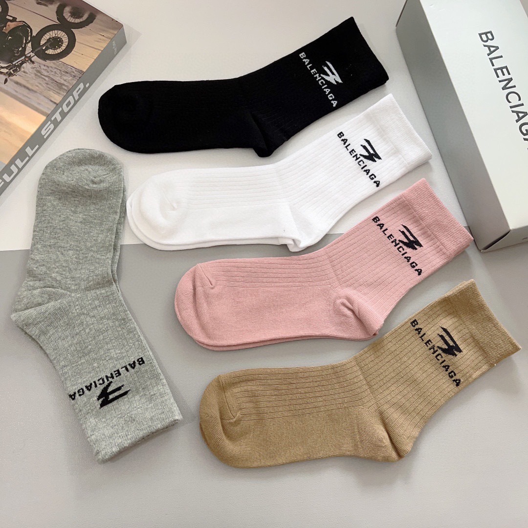 配包装【一盒5双】BALENCIAGA 巴黎世家高版本超级柔软长筒袜子🔥潮人必不可少的时尚专柜代购长筒袜