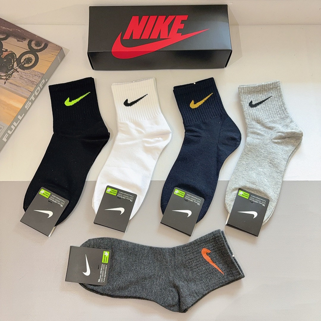 配包装（一盒5双）新款 Nike/耐克 高版本中筒短袜 超柔软面料 专柜同步男款袜子 抗菌防臭吸汗透气百