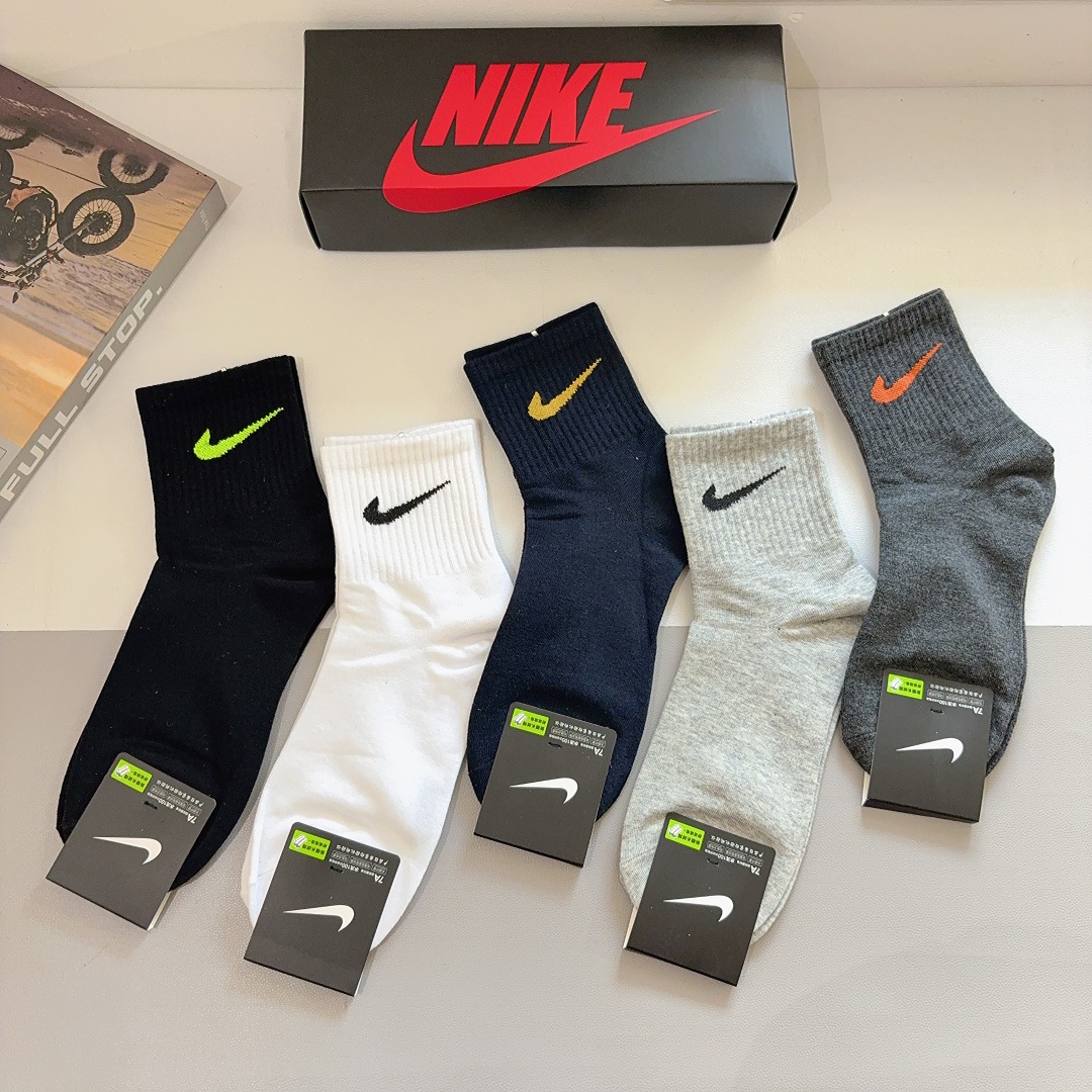 配包装（一盒5双）新款 Nike/耐克 高版本中筒短袜 超柔软面料 专柜同步男款袜子 抗菌防臭吸汗透气百