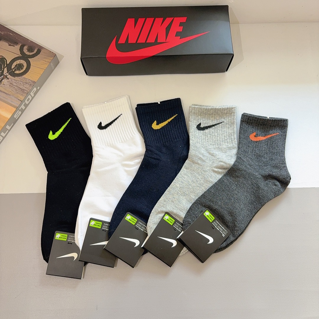 配包装（一盒5双）新款 Nike/耐克 高版本中筒短袜 超柔软面料 专柜同步男款袜子 抗菌防臭吸汗透气百