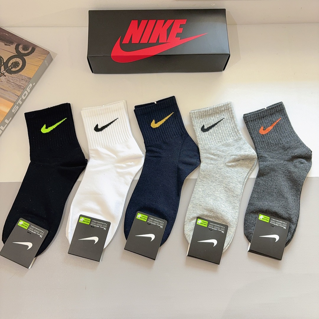 配包装（一盒5双）新款 Nike/耐克 高版本中筒短袜 超柔软面料 专柜同步男款袜子 抗菌防臭吸汗透气百