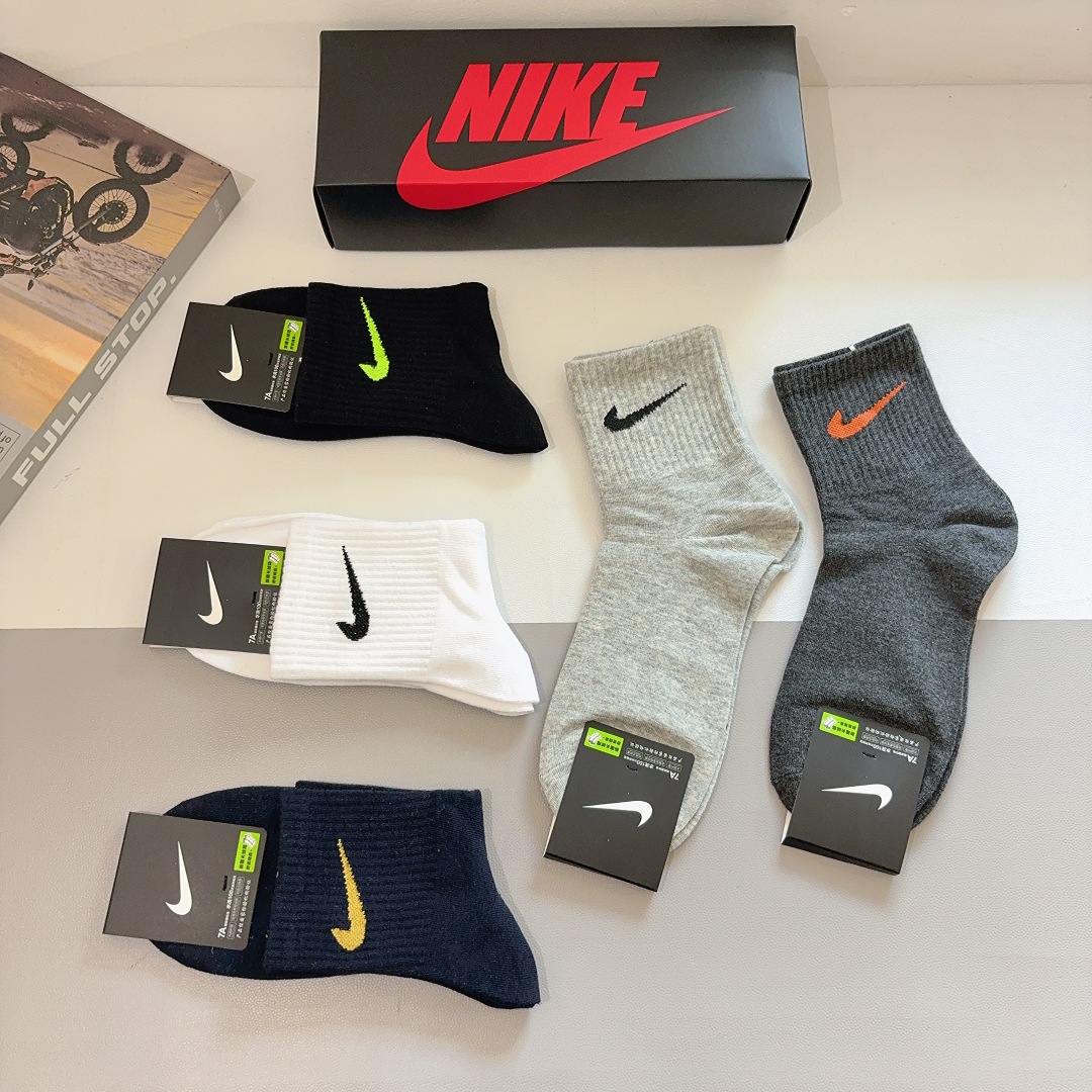 配包装（一盒5双）新款 Nike/耐克 高版本中筒短袜 超柔软面料 专柜同步男款袜子 抗菌防臭吸汗透气百
