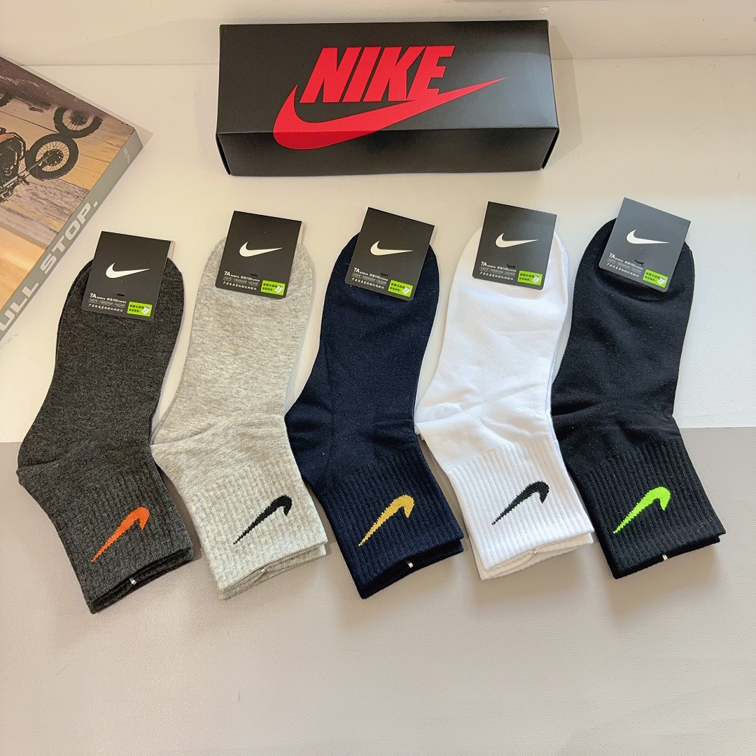 配包装（一盒5双）新款 Nike/耐克 高版本中筒短袜 超柔软面料 专柜同步男款袜子 抗菌防臭吸汗透气百