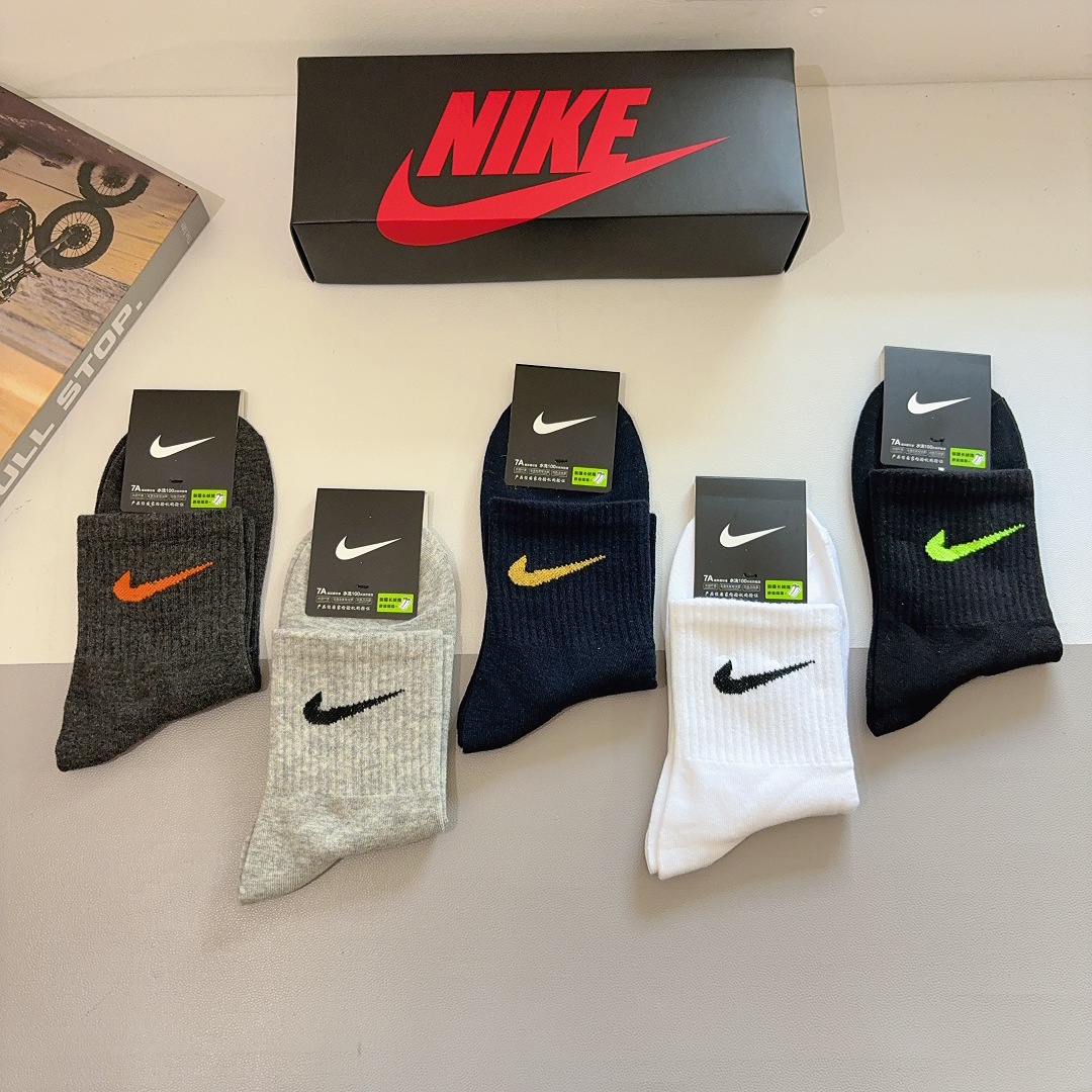 配包装（一盒5双）新款 Nike/耐克 高版本中筒短袜 超柔软面料 专柜同步男款袜子 抗菌防臭吸汗透气百