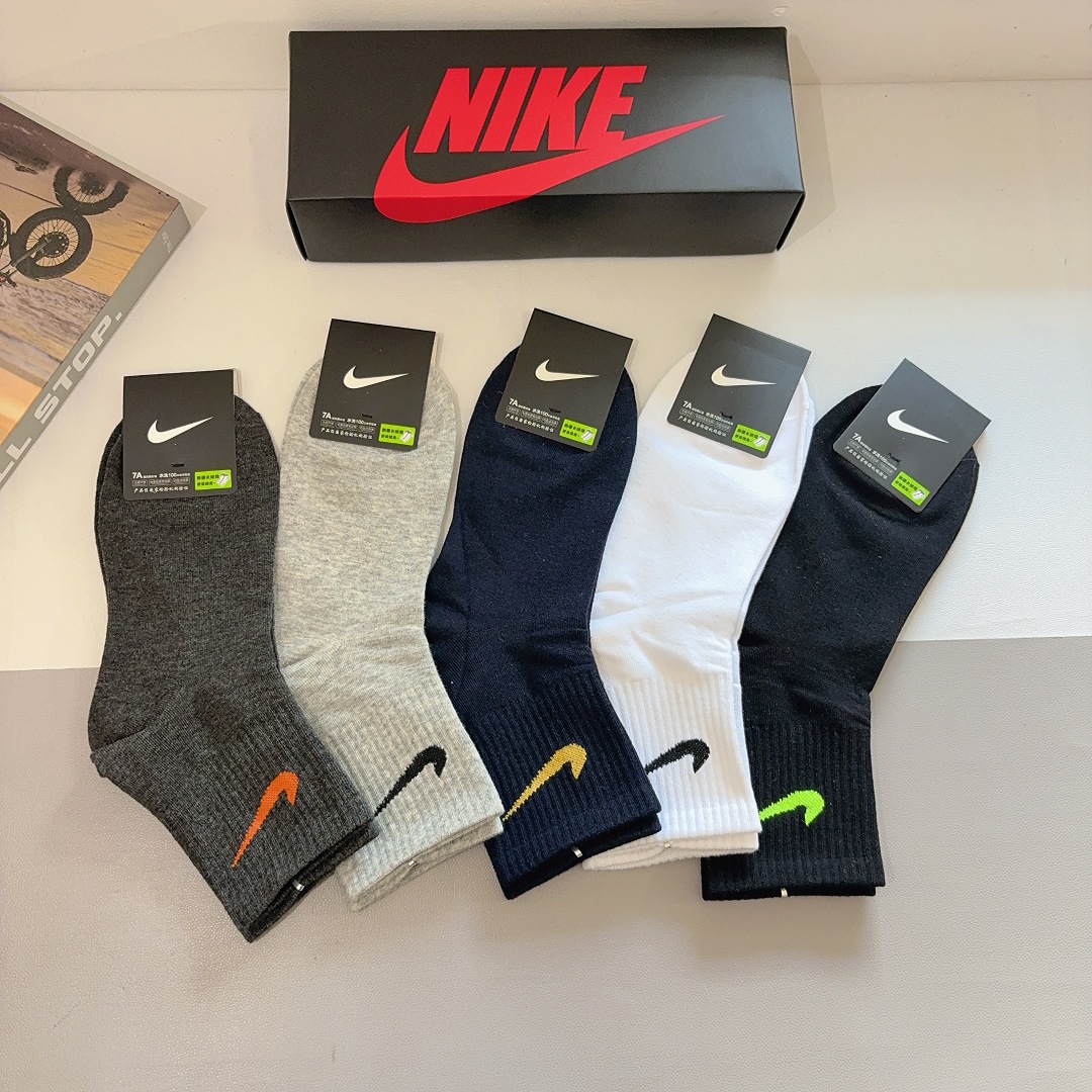 配包装（一盒5双）新款 Nike/耐克 高版本中筒短袜 超柔软面料 专柜同步男款袜子 抗菌防臭吸汗透气百