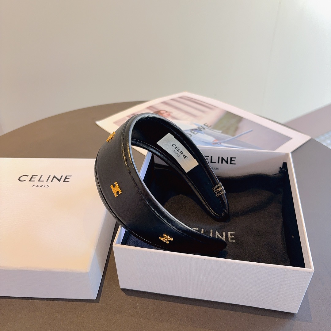 配包装CELINE（赛琳）官方经典新款羊皮发箍，女神必备头箍，非常舒时尚百搭，舒适潮流款！