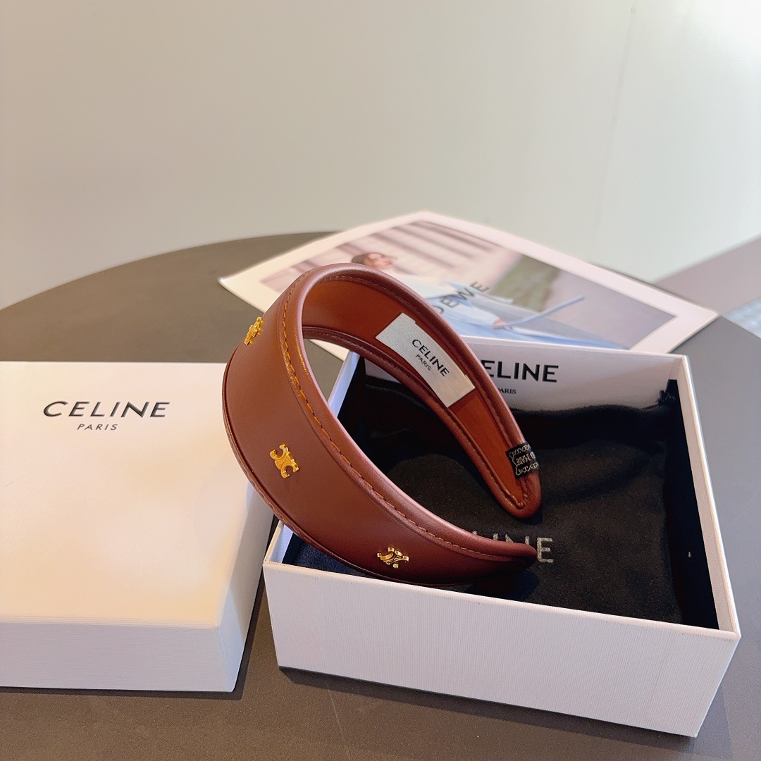 配包装CELINE（赛琳）官方经典新款羊皮发箍，女神必备头箍，非常舒时尚百搭，舒适潮流款！