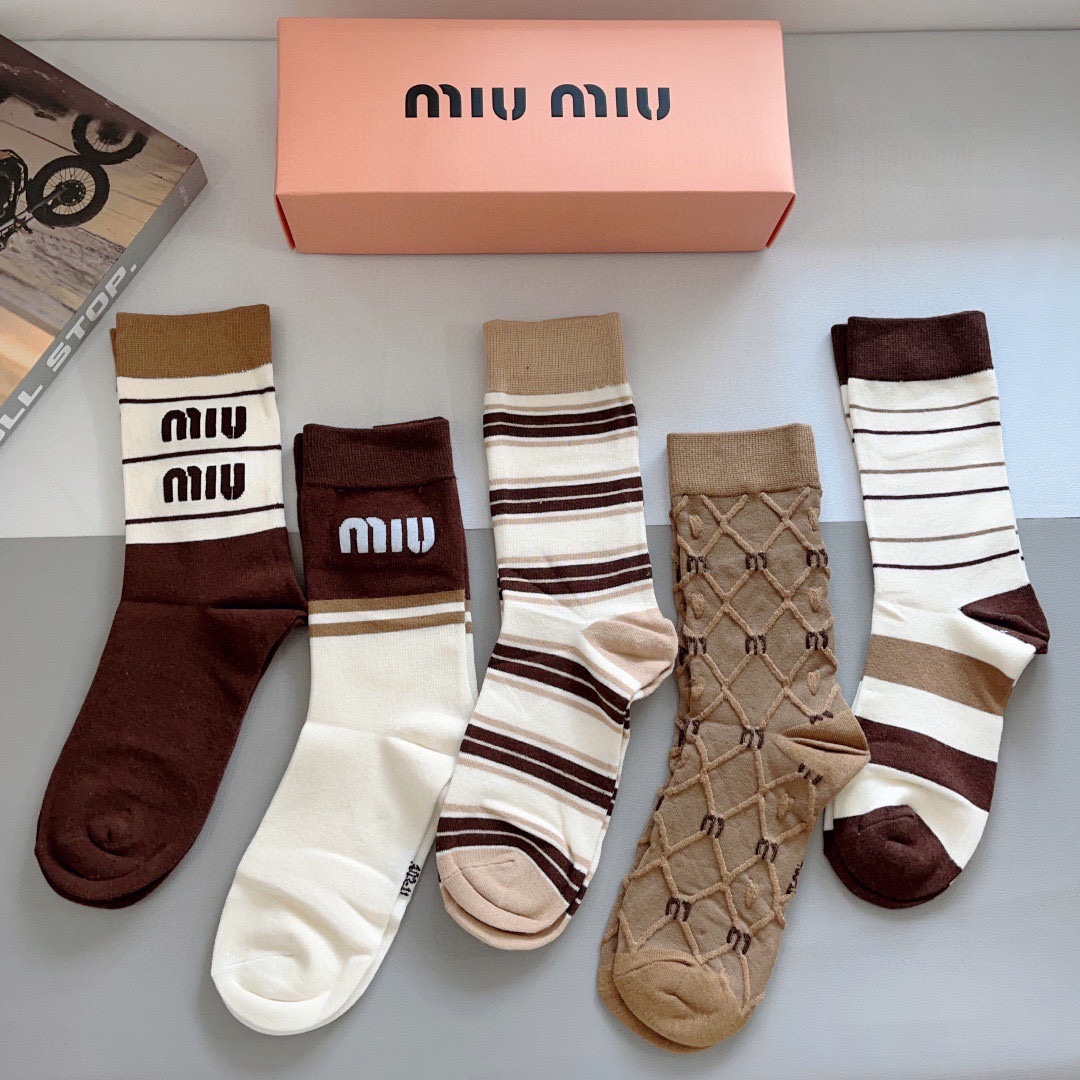 配包装【一盒5双】miumiu · 缪缪 高品质🔥新款网红长筒袜子❗️ins明星网红推荐❗️火爆至极🔥竹