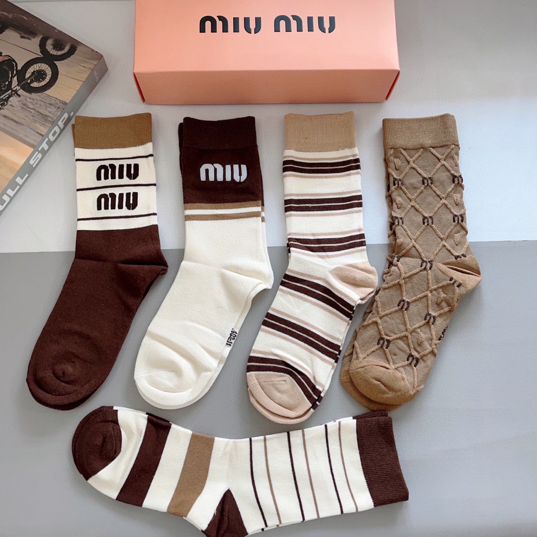 配包装【一盒5双】miumiu · 缪缪 高品质🔥新款网红长筒袜子❗️ins明星网红推荐❗️火爆至极🔥竹