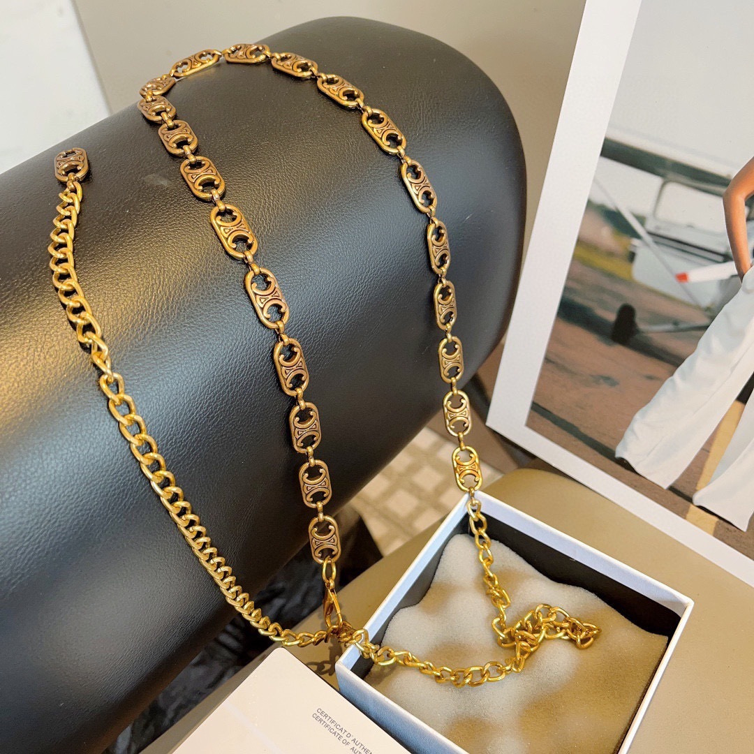 NO:555455,Comes with packaging CELINE (Celine) new Arc de Triomphe high-end waist chain and necklace, dual-use style, light luxury style and high-end sense, versatile style, a must-have item for goddesses, fashionable and trendy, wearing it will make you look tall. Hairpins, hairpins, celine, celine, necklace, hairpins19860909配包装 CELINE（赛琳） 新款凯旋门高级感腰链 项链 两用款,轻奢风高级感百搭款 女神必备单品,时尚潮流, 戴上它满满的高大上.发夹,发夹,celine,celine,necklace,hairpins,accessory