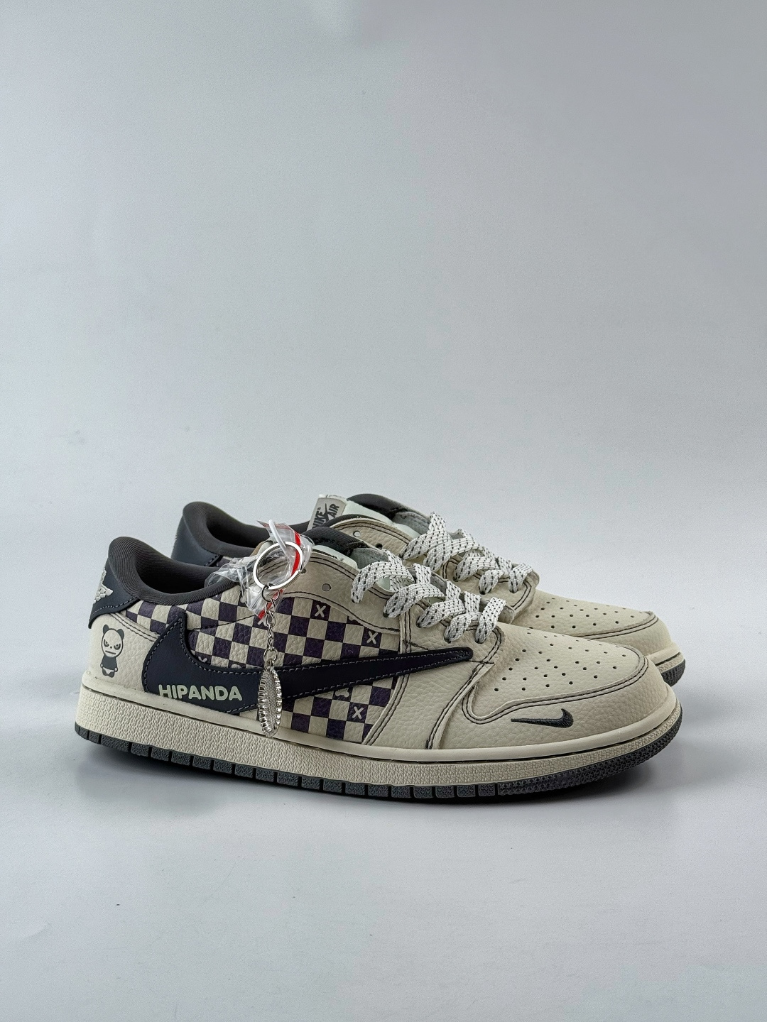 230 Travis Scott x Nike Air Jordan 1 Low x HIPANDA Air Jordan 1 Low 反转白黑方格小勾满天星倒钩 XD1979-001
