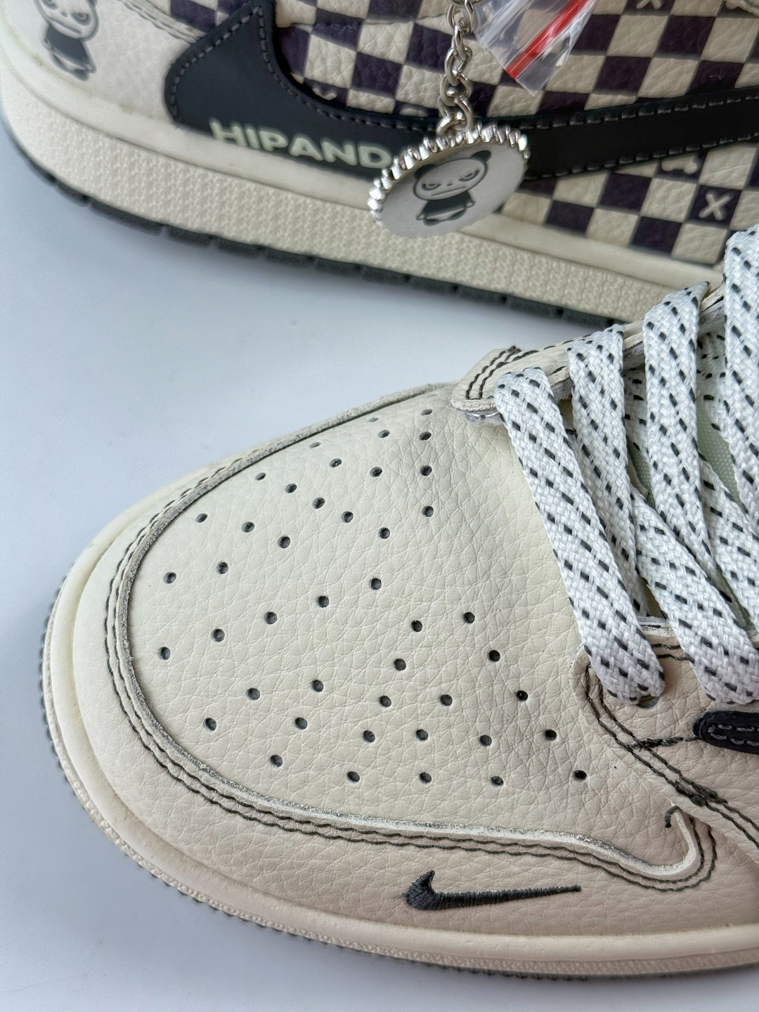 230 Travis Scott x Nike Air Jordan 1 Low x HIPANDA Air Jordan 1 Low 反转白黑方格小勾满天星倒钩 XD1979-001