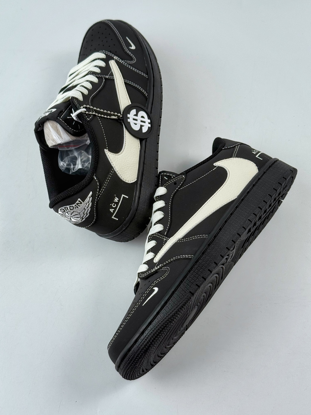 230 Travis Scott x Nike Air Jordan 1 Low x ACW Air Jordan 1 Low 反转黑白小勾倒钩 AC1808-191