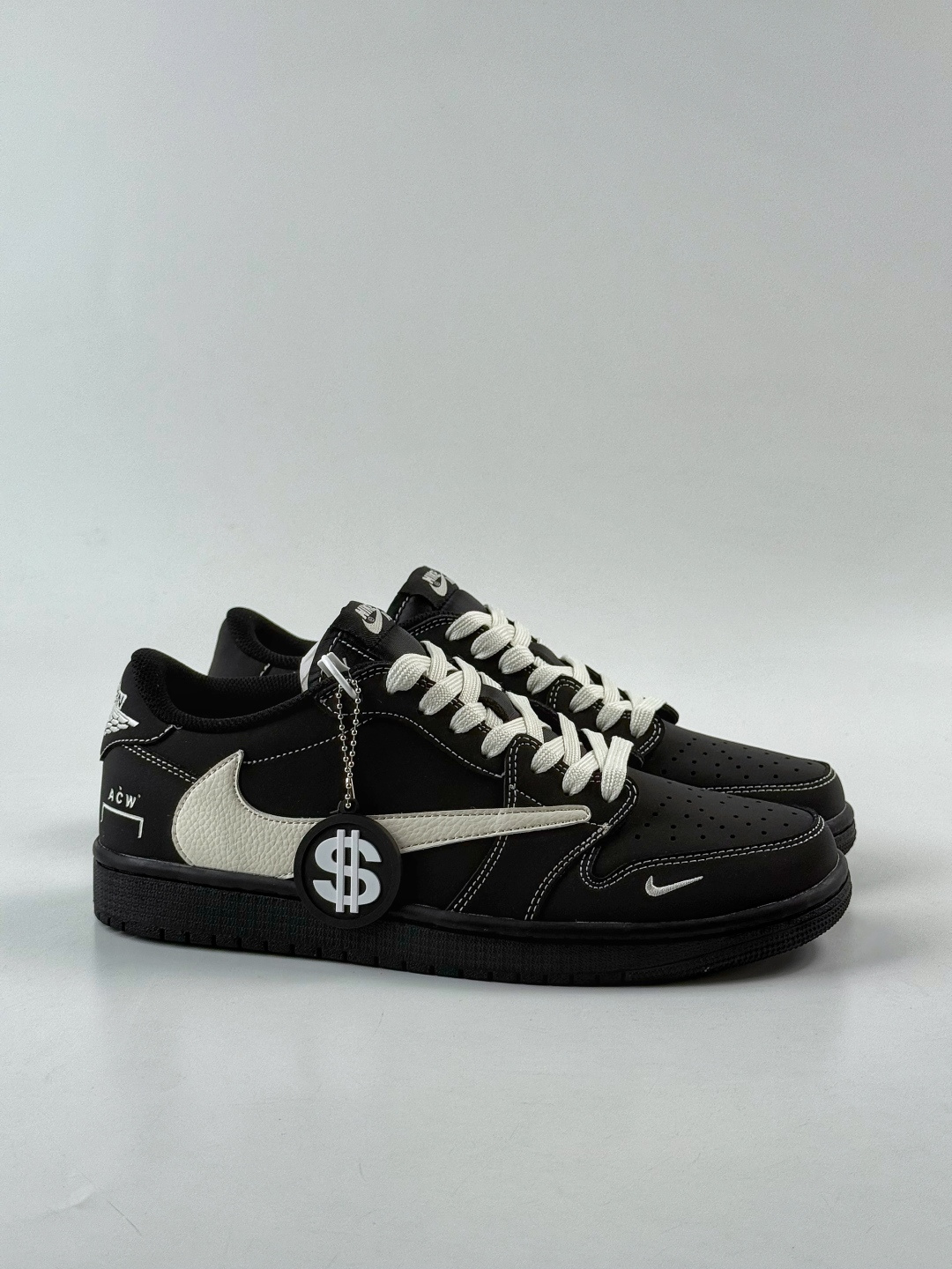 230 Travis Scott x Nike Air Jordan 1 Low x ACW Air Jordan 1 Low 反转黑白小勾倒钩 AC1808-191