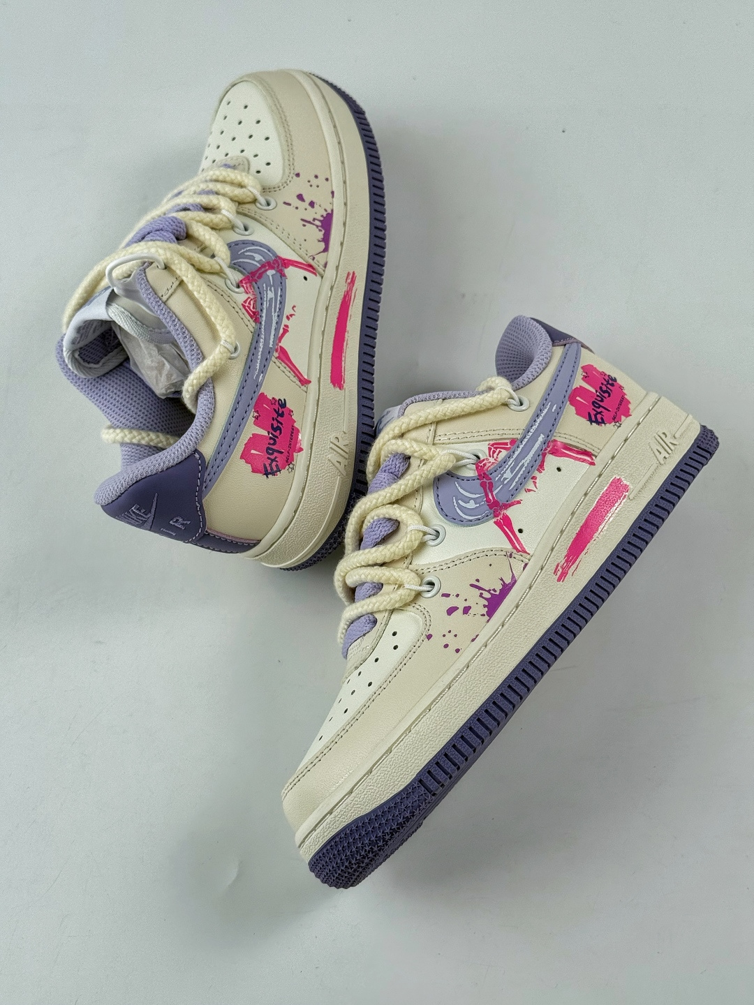 220 Nike Air Force 1 Low 07 米白紫涂鸦绑带 BD7701-220