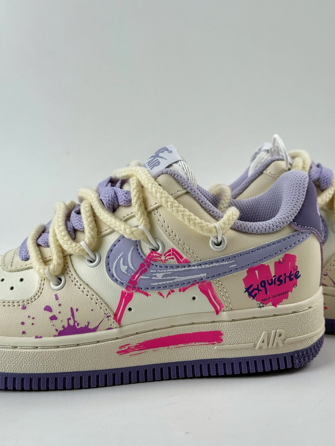 220 Nike Air Force 1 Low 07 米白紫涂鸦绑带 BD7701-220