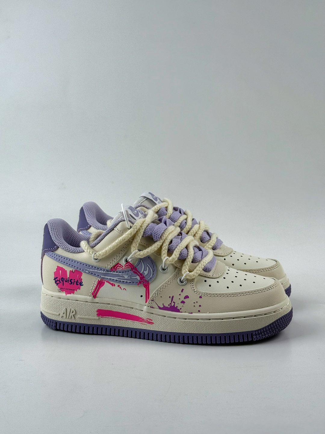 220 Nike Air Force 1 Low 07 米白紫涂鸦绑带 BD7701-220