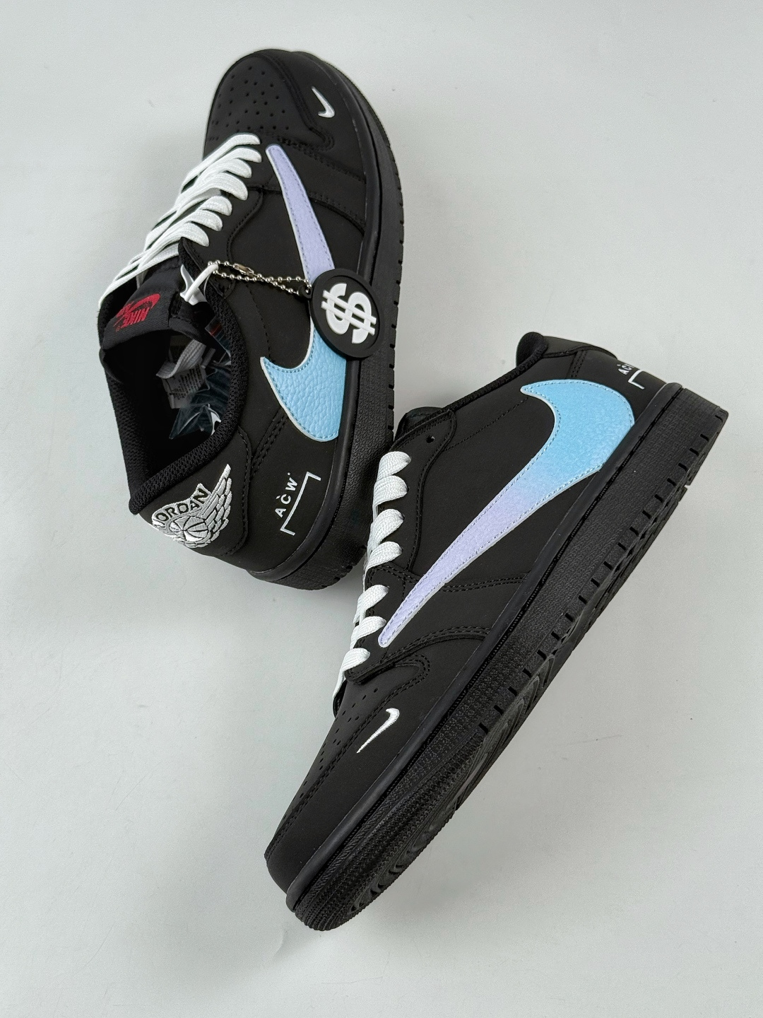 230 Travis Scott x Nike Air Jordan 1 Low x ACW Air Jordan 1 Low 反转黑蓝小勾倒钩纯原版本 AC1808-192