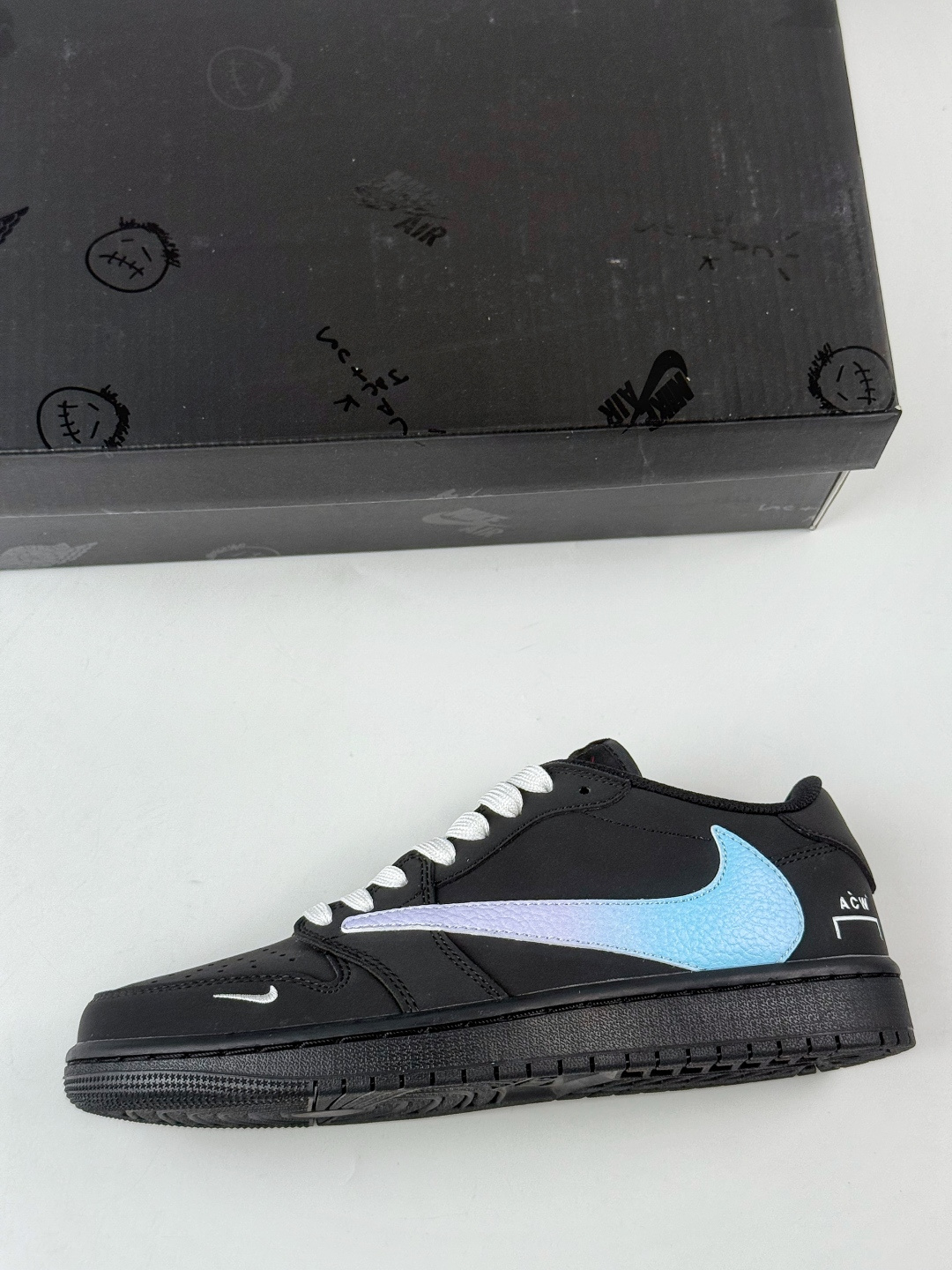 230 Travis Scott x Nike Air Jordan 1 Low x ACW Air Jordan 1 Low 反转黑蓝小勾倒钩纯原版本 AC1808-192