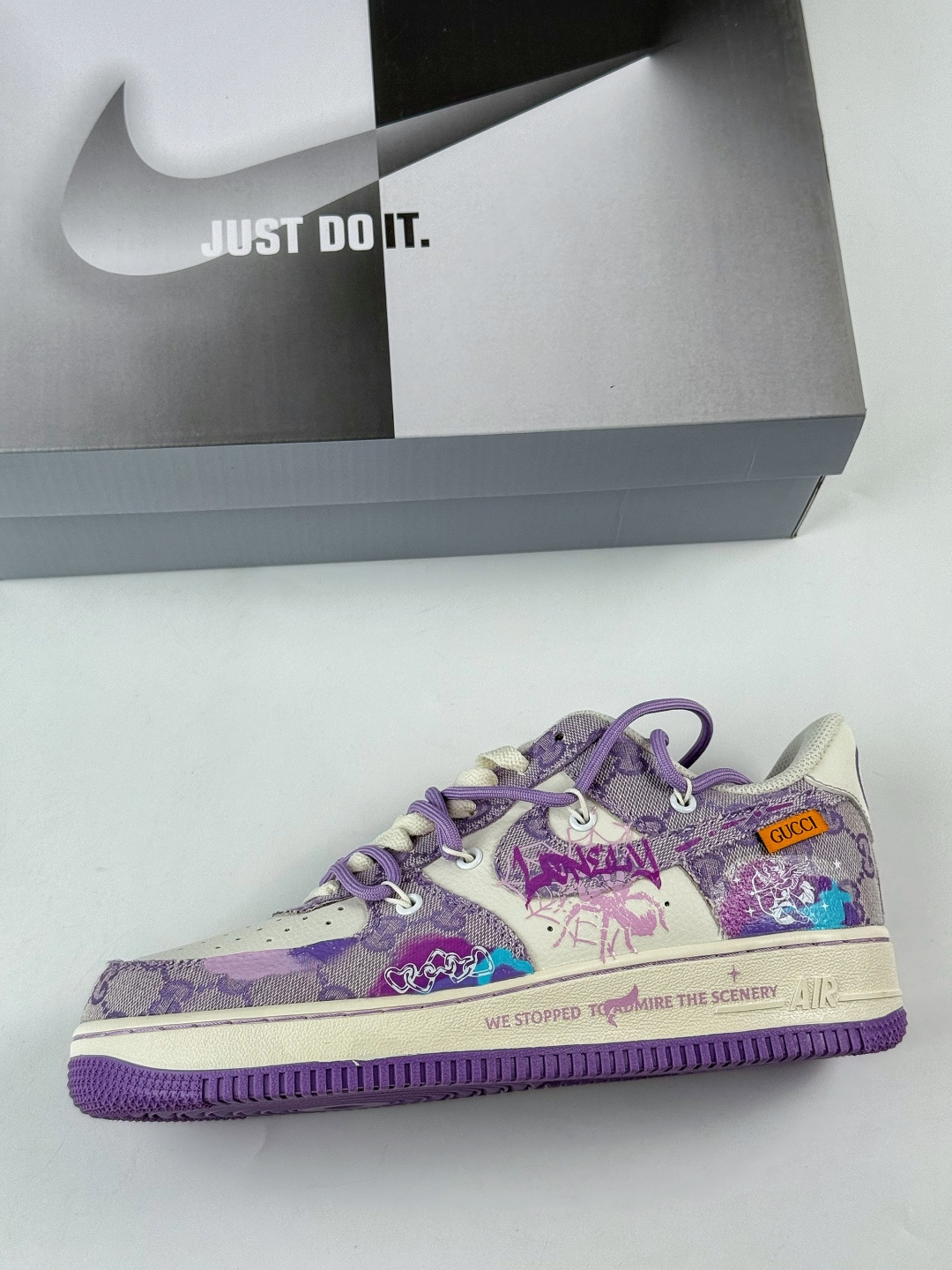220 Nike Air Force 1 Low 07 x GUCCI 紫白牛仔布绑带 BD7700-202