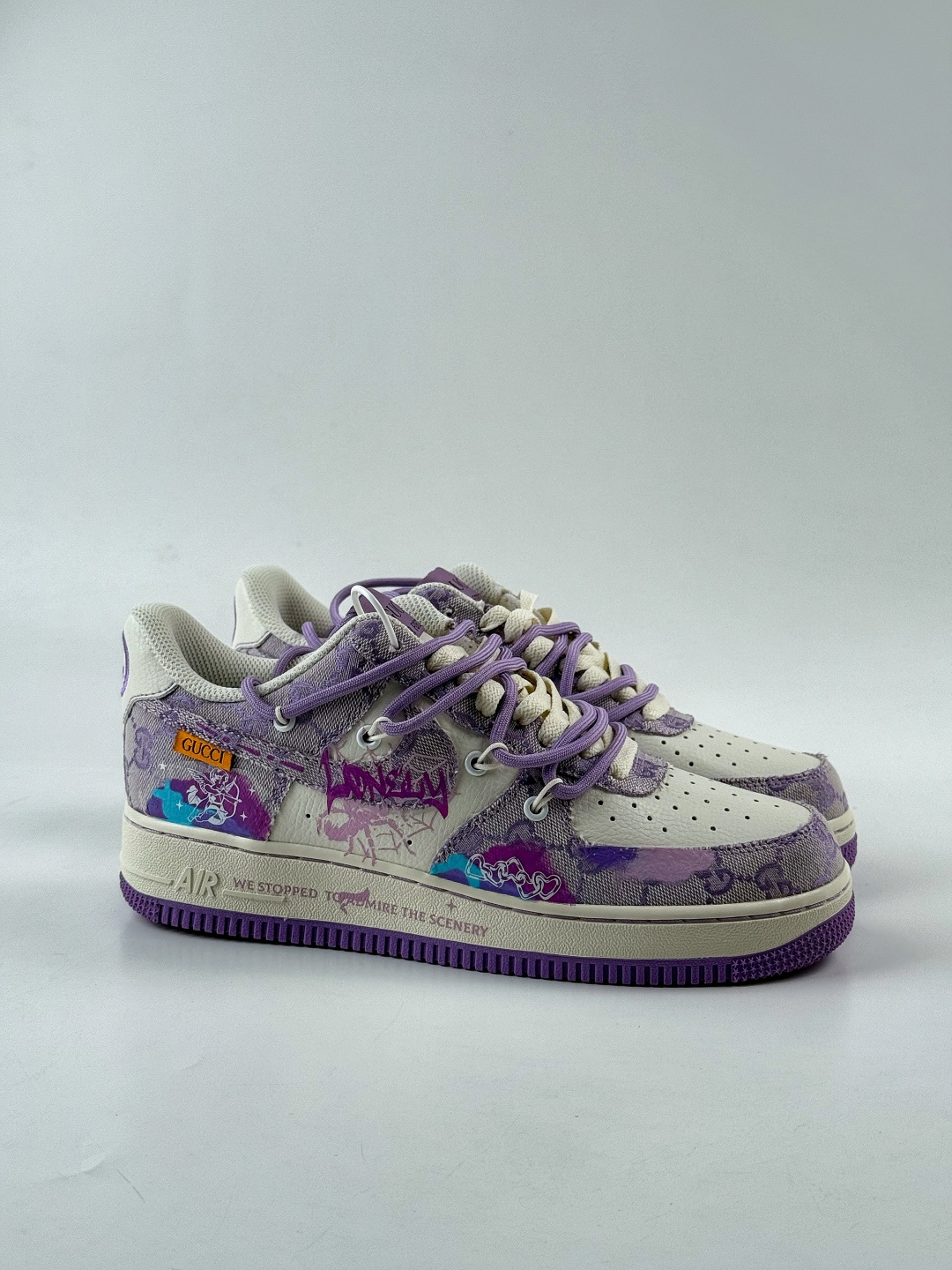 220 Nike Air Force 1 Low 07 x GUCCI 紫白牛仔布绑带 BD7700-202
