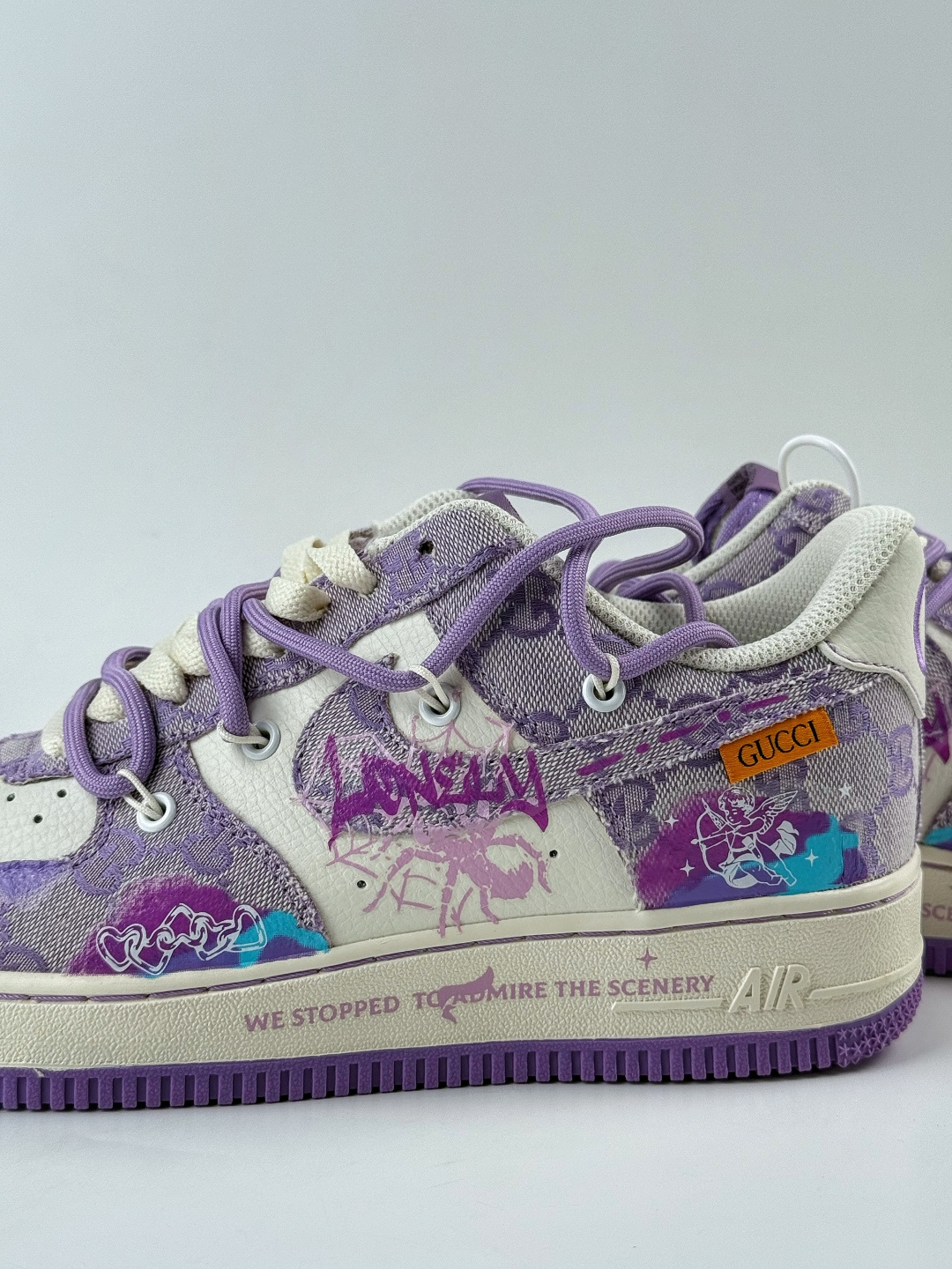 220 Nike Air Force 1 Low 07 x GUCCI 紫白牛仔布绑带 BD7700-202