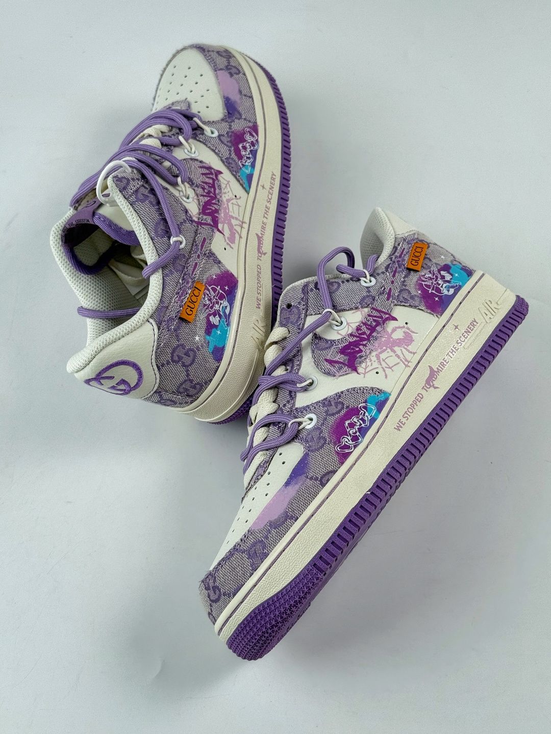 220 Nike Air Force 1 Low 07 x GUCCI 紫白牛仔布绑带 BD7700-202