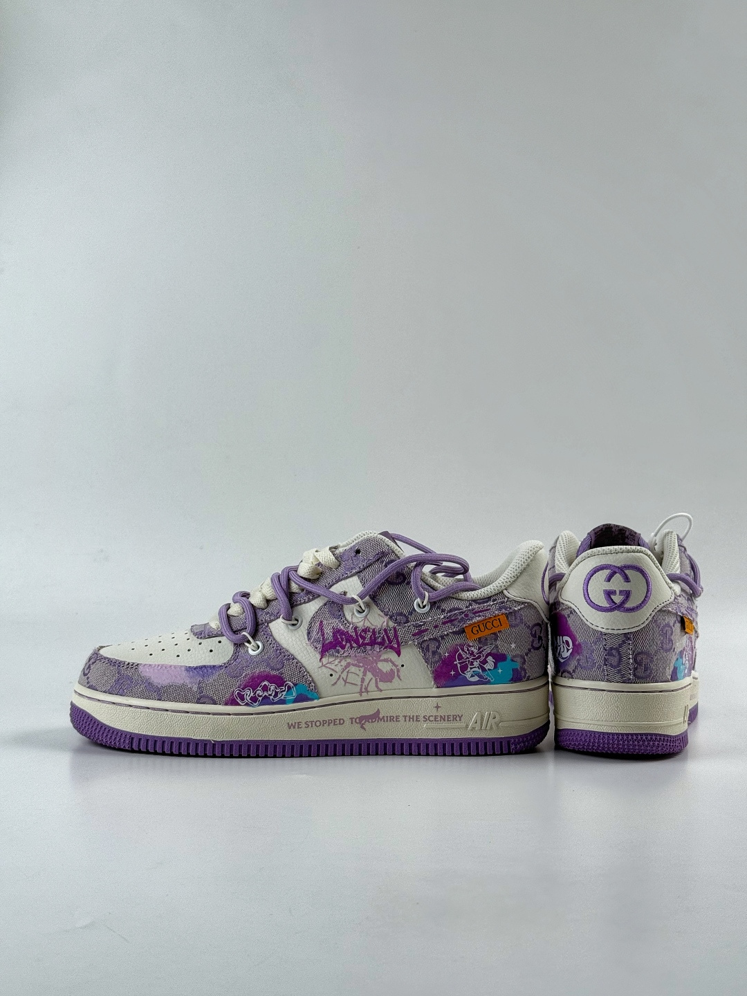 220 Nike Air Force 1 Low 07 x GUCCI 紫白牛仔布绑带 BD7700-202