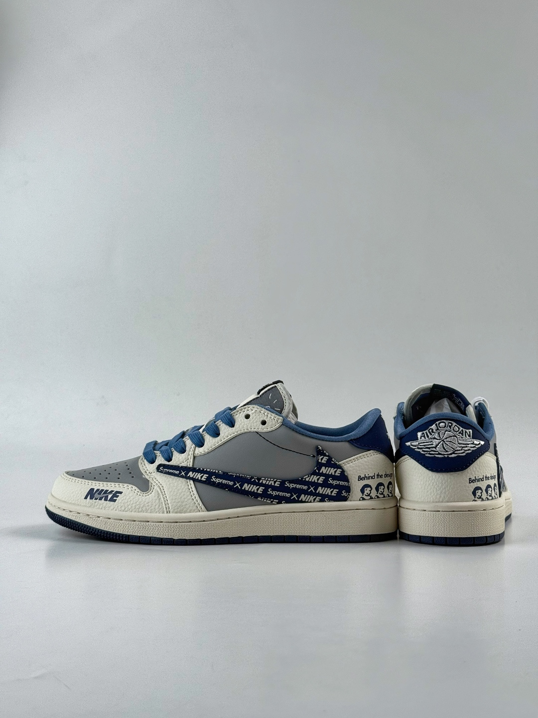 230 Travis Scott x Nike Air Jordan 1 Low x Superme Air Jordan 1 Low 反转白灰蓝倒钩 XD0798-309