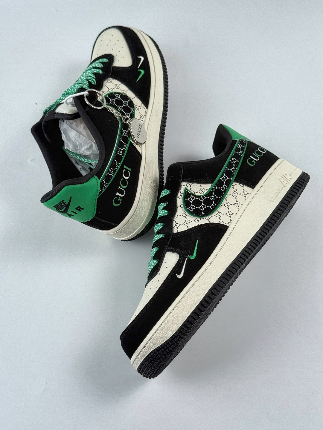 210 Nike Air Force 1 Low 07 x GUCCI 黑白绿双小勾满天星 KJ1688-024