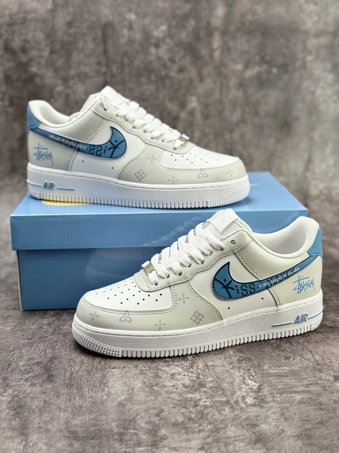 Nike Air Force 1 Low 07 x Stussy 米白蓝 ZH0316-137