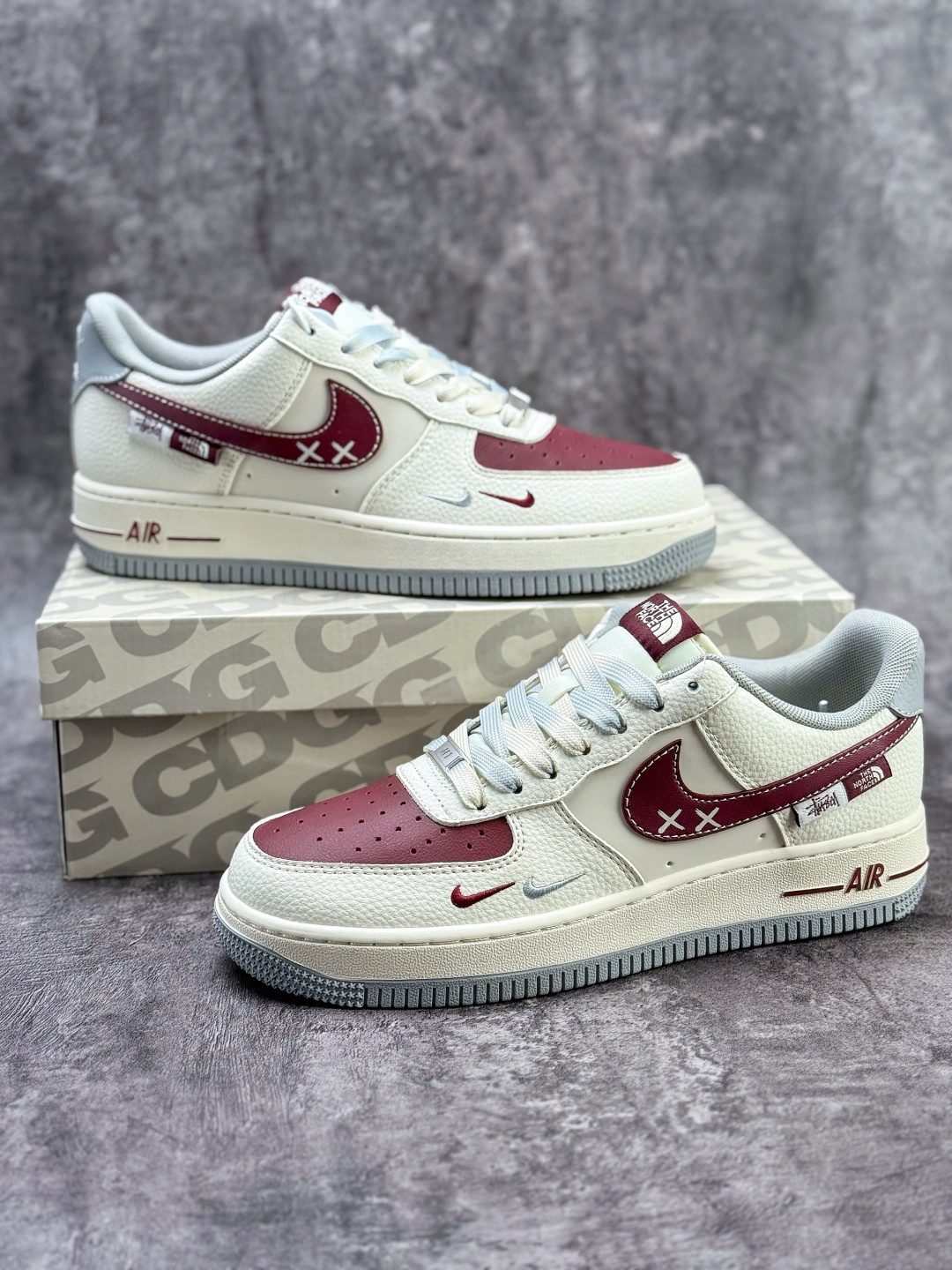 210 Nike Air Force 1 Low 07 x Stussy x The North Face 白红双小勾 QW5606-268