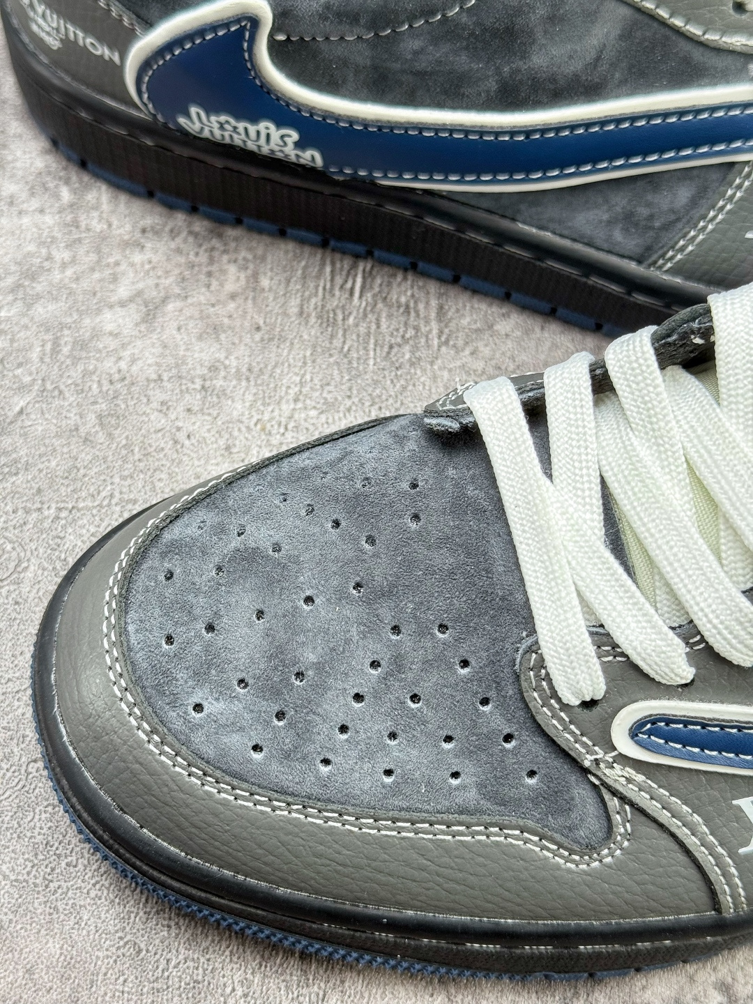 Travis Scott x Nike Air Jordan 1 Low x Louis Vuitton Air Jordan 1 Low 反转灰黑蓝倒钩 纯原版本 DZ5899-024