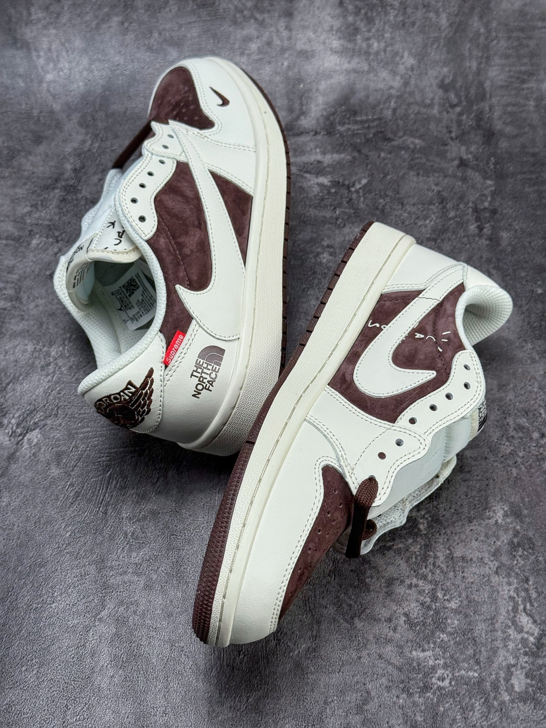 Travis Scott x Nike Air Jordan 1 Low x The North Face Air Jordan 1 Low 反转白棕小勾倒钩 纯原版本 DM7866-121