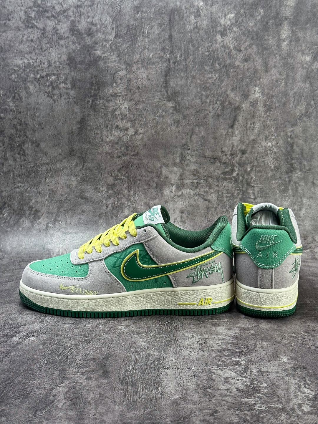 Nike Air Force 1 Low 07 x Stussy 灰绿黄小勾 SS1979-007