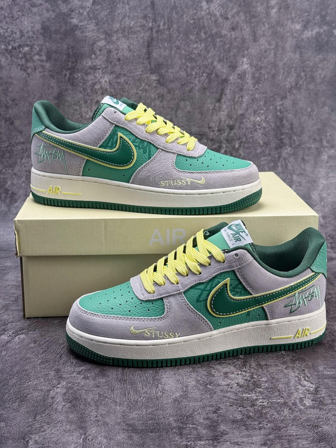 Nike Air Force 1 Low 07 x Stussy 灰绿黄小勾 SS1979-007