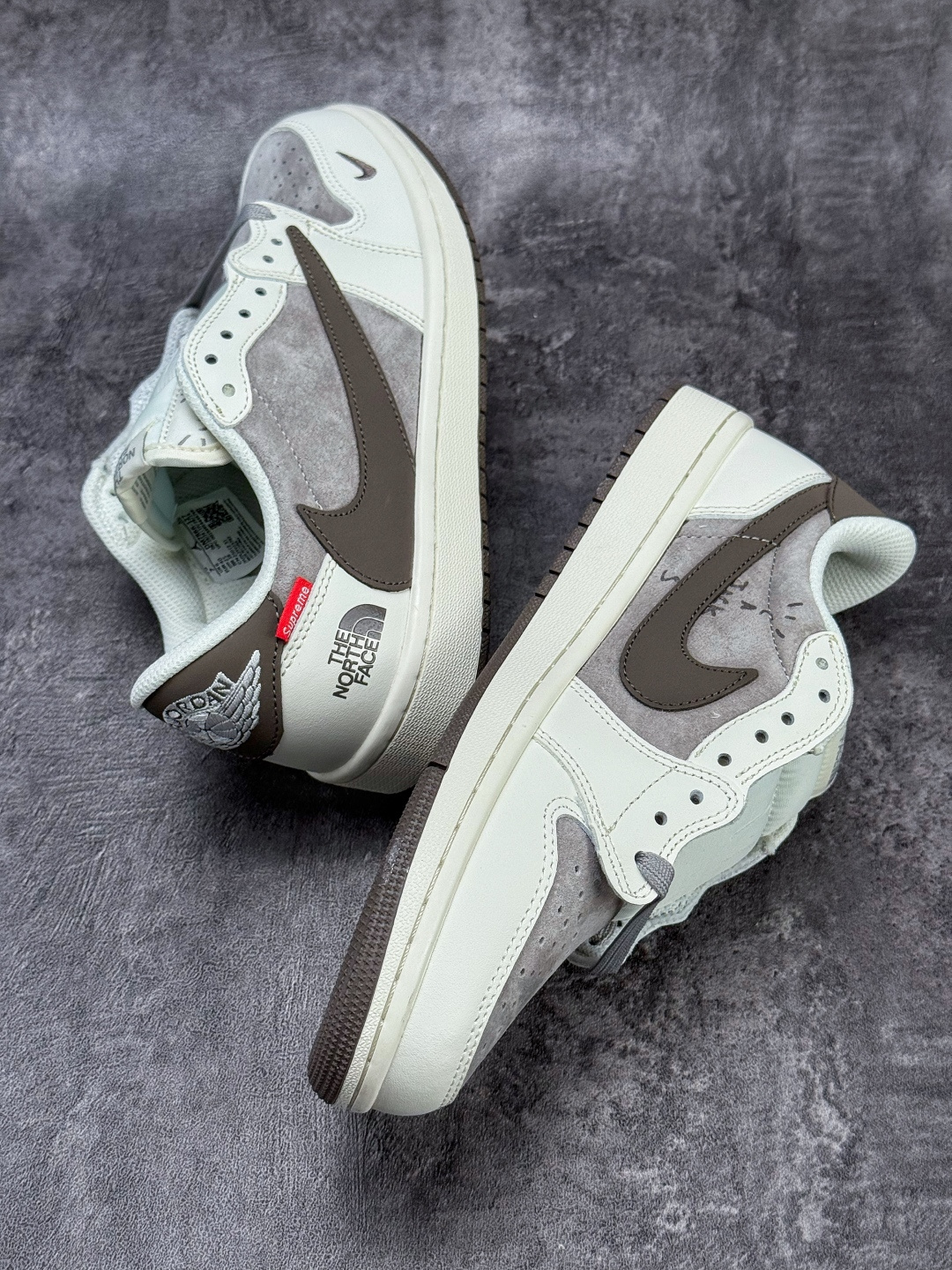 Travis Scott x Nike Air Jordan 1 Low x The North Face Air Jordan 1 Low 反转白灰棕小勾倒钩 纯原版本 DM7866-127