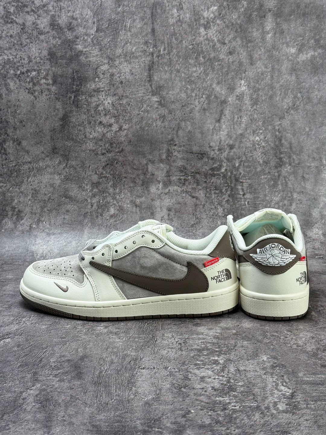 Travis Scott x Nike Air Jordan 1 Low x The North Face Air Jordan 1 Low 反转白灰棕小勾倒钩 纯原版本 DM7866-127
