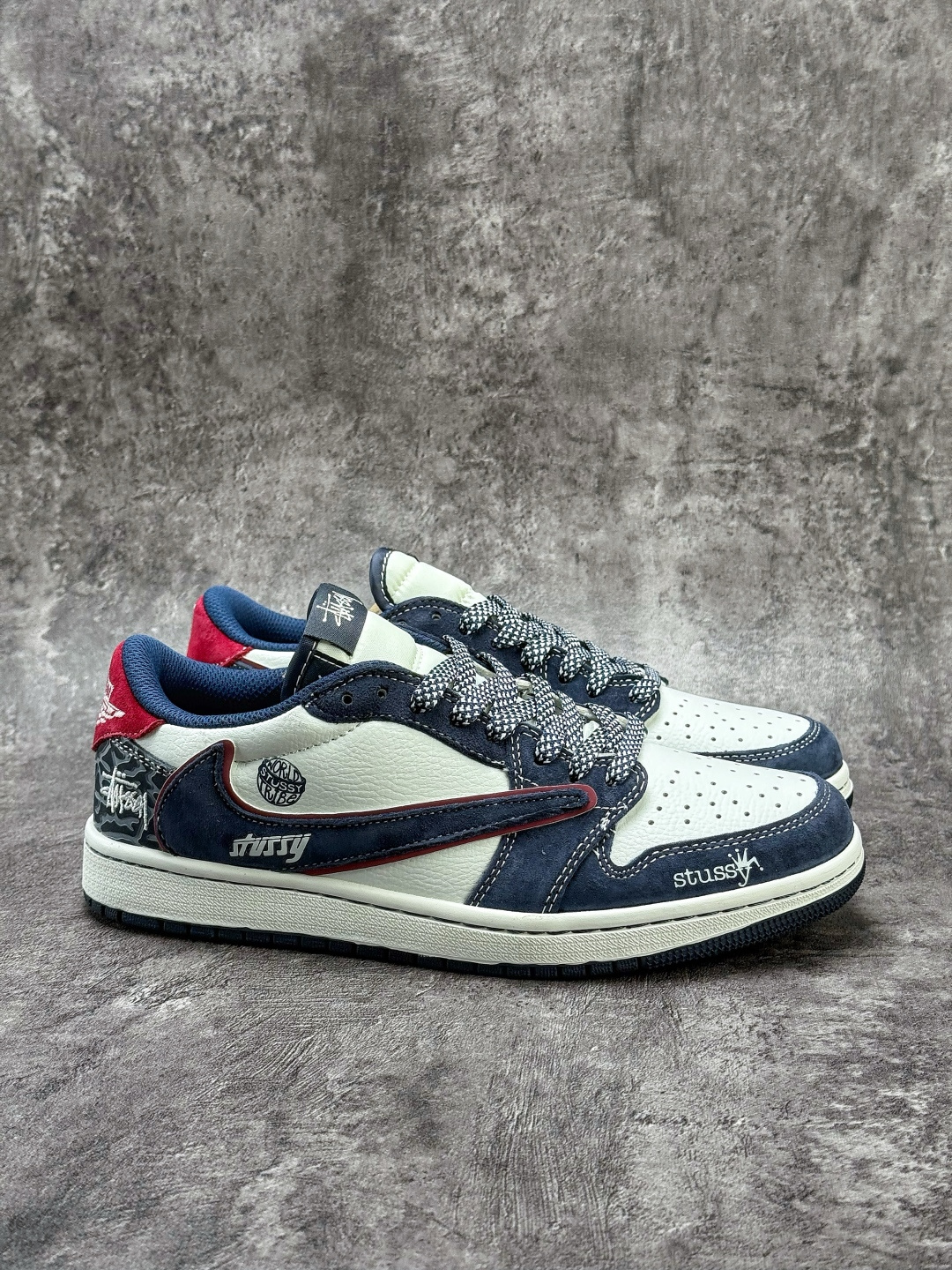 Travis Scott x Nike Air Jordan 1 Low x Stussy Air Jordan 1 Low 反转蓝白满天星倒钩 纯原版本 DZ5899-039