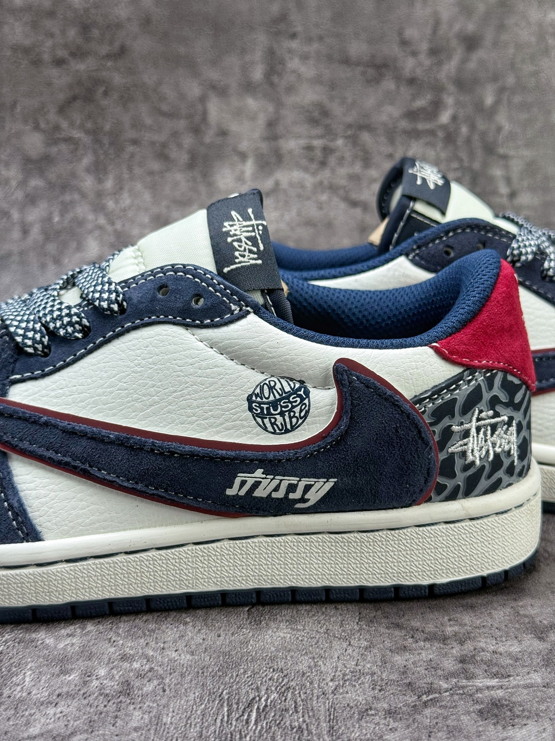 Travis Scott x Nike Air Jordan 1 Low x Stussy Air Jordan 1 Low 反转蓝白满天星倒钩 纯原版本 DZ5899-039